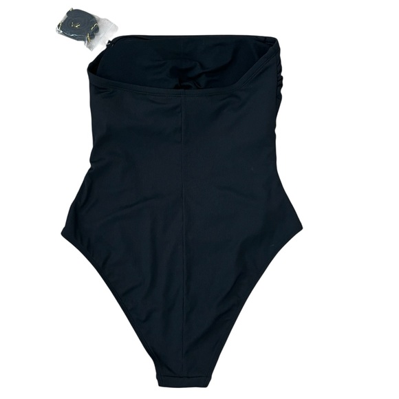 Shade Shore Black Strapless Ruched Tummy Control One-Piece Swimsuit Large - Picture 3 of 7